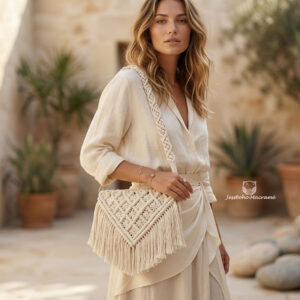 Bolso de macramé armonía beige.