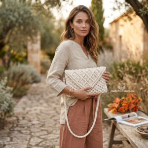 Bolso de macramé armonía beige.