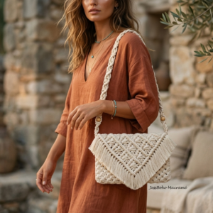 Bolso de macramé armonía beige.