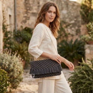 Bolso de macramé horizonte gris.
