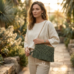 Bolso de macramé horizonte verde.