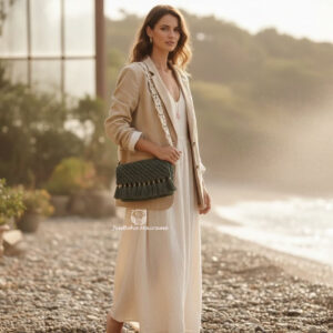 Bolso de macramé cisne verde.