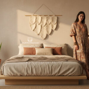 Decoración tapiz de macramé Búho-beige.