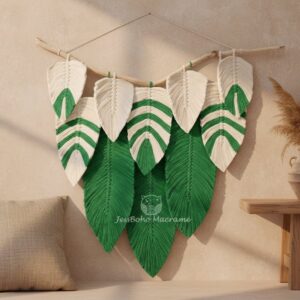 Decoración tapiz de macramé Búho-verde.