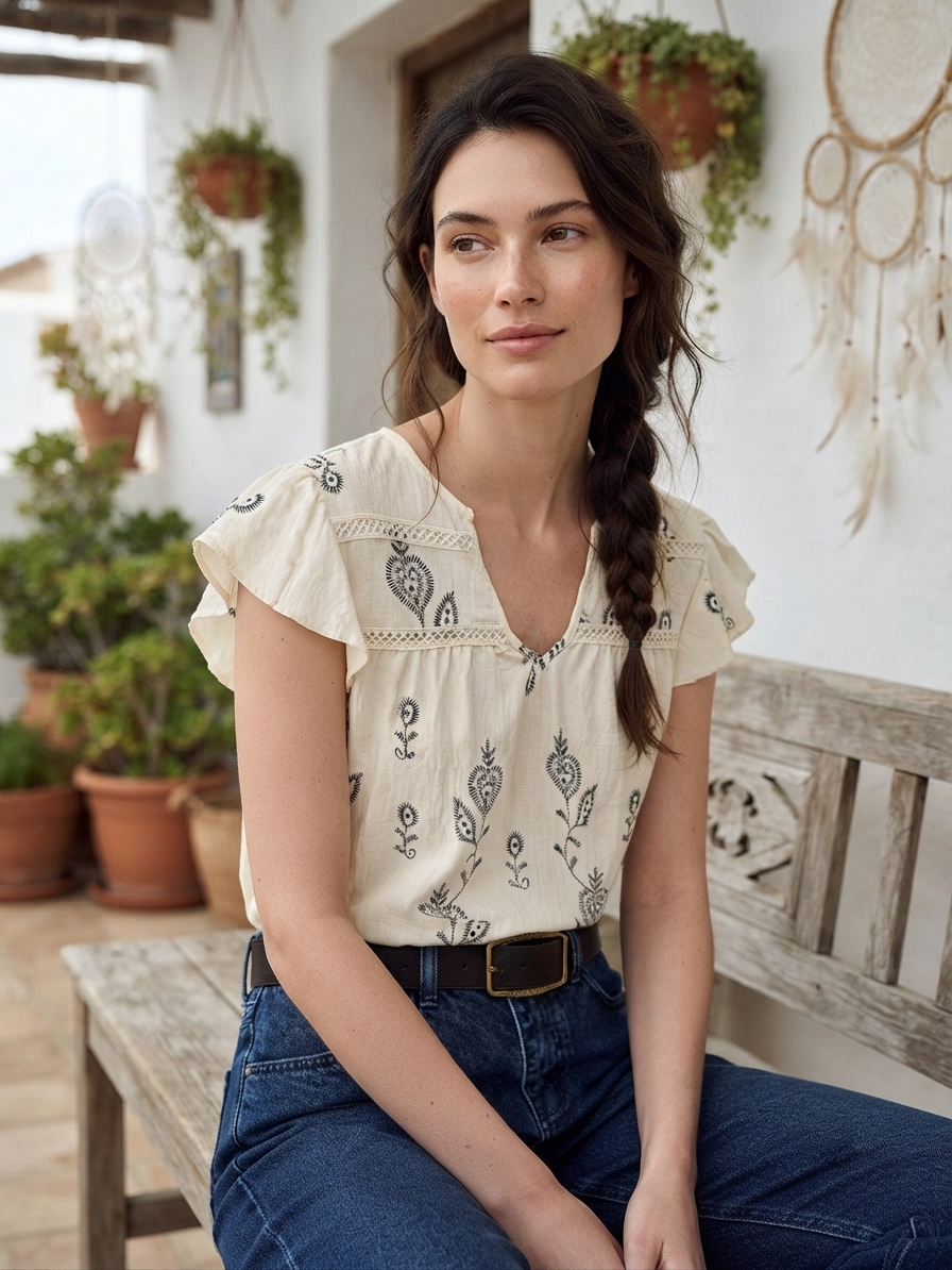 Blusa con bordado ligera.