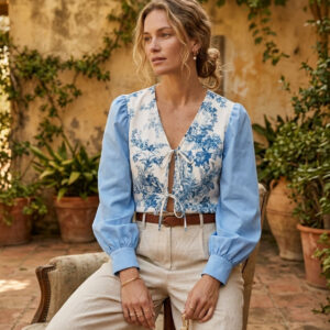 Blusa con estampado vintage abierta.