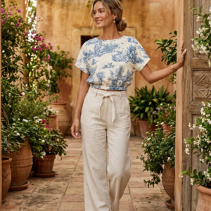 Blusa crop con estampado vintage.