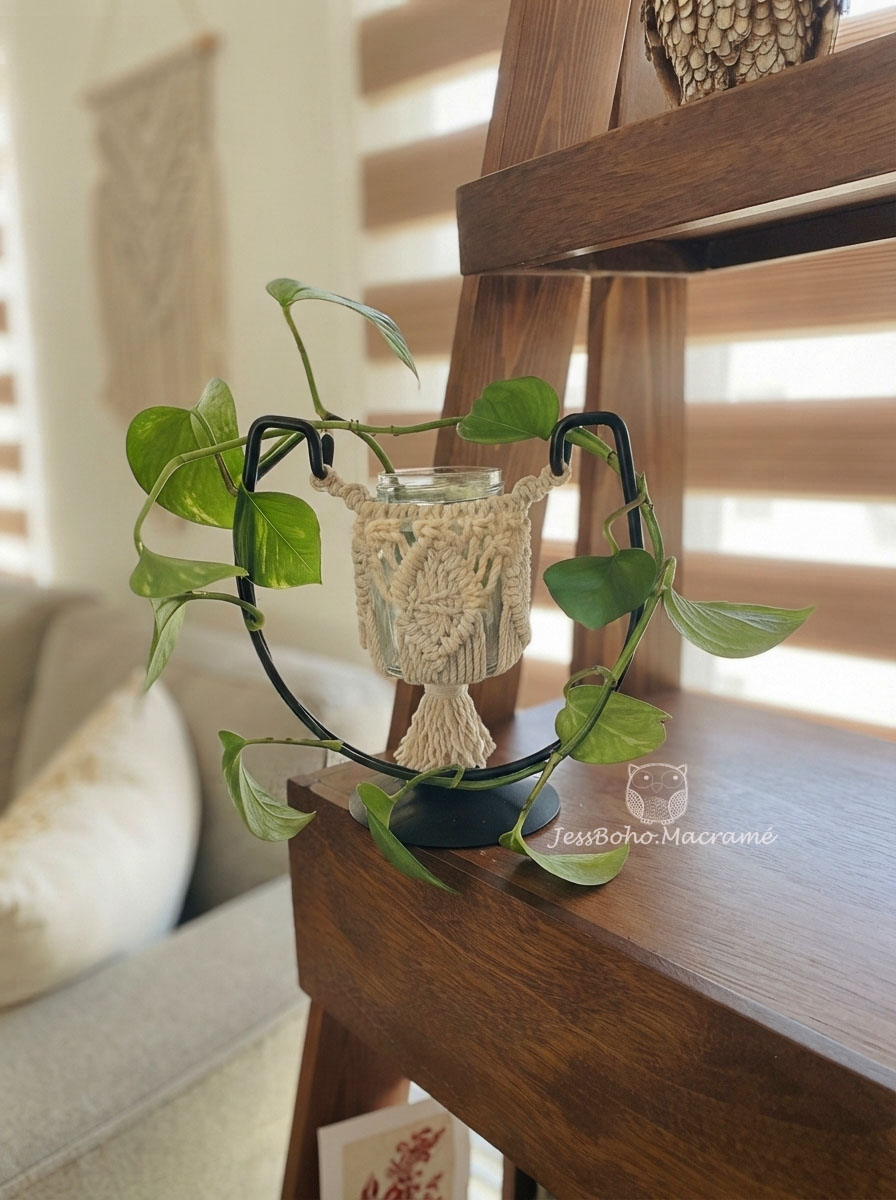 Mini Macetero de Macramé Personalizado.